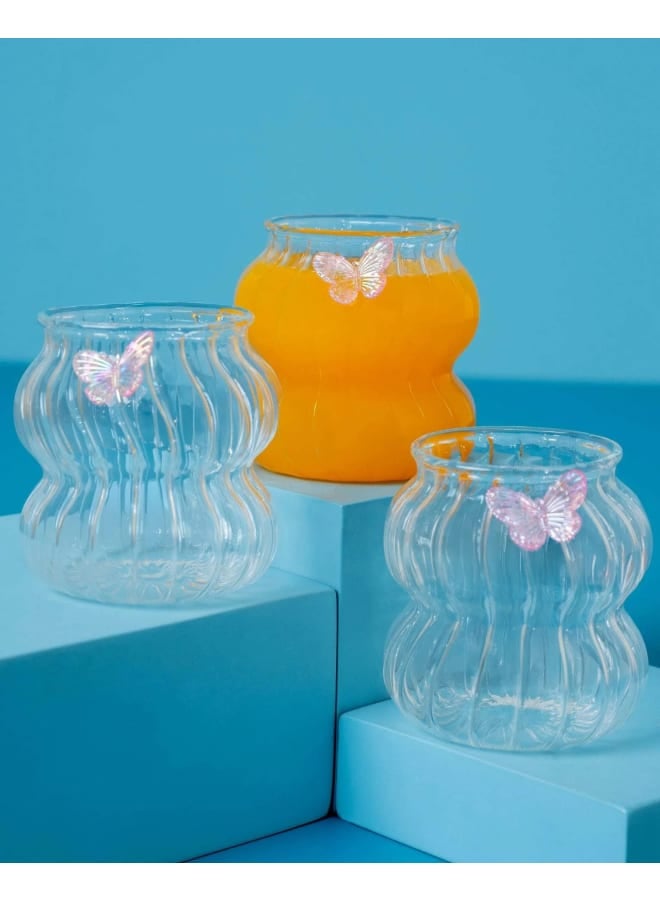 Home Pro Butterfly Glass Cup -Transparent - Image 1